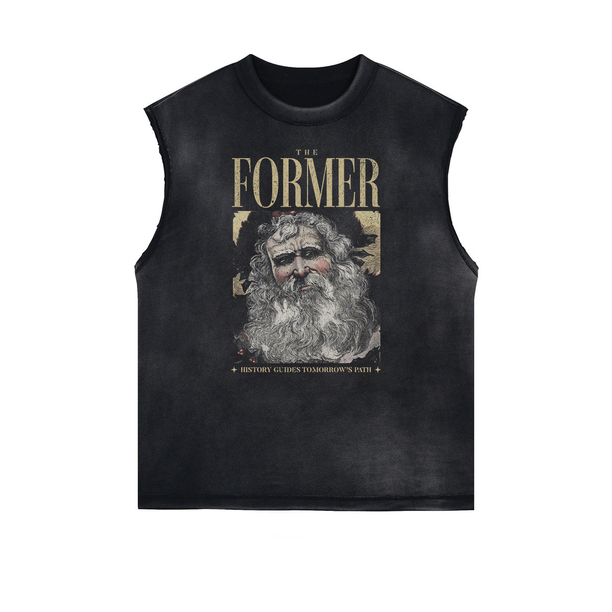 Distressed Sleeveless Mask Pattern Tee