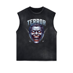Distressed Sleeveless Mask Pattern Tee