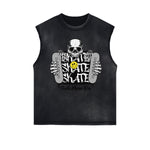 Distressed Sleeveless Mask Pattern Tee