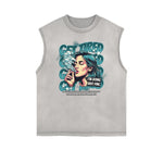 Frayed Edge Mask Graphic Tank Top