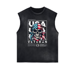 Frayed Edge American Skull Graphic Tank Top