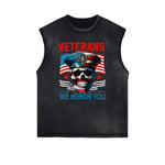 Frayed Edge American Skull Graphic Tank Top