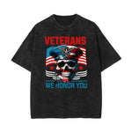 Stone Wash American Skull Pattern T Shirt