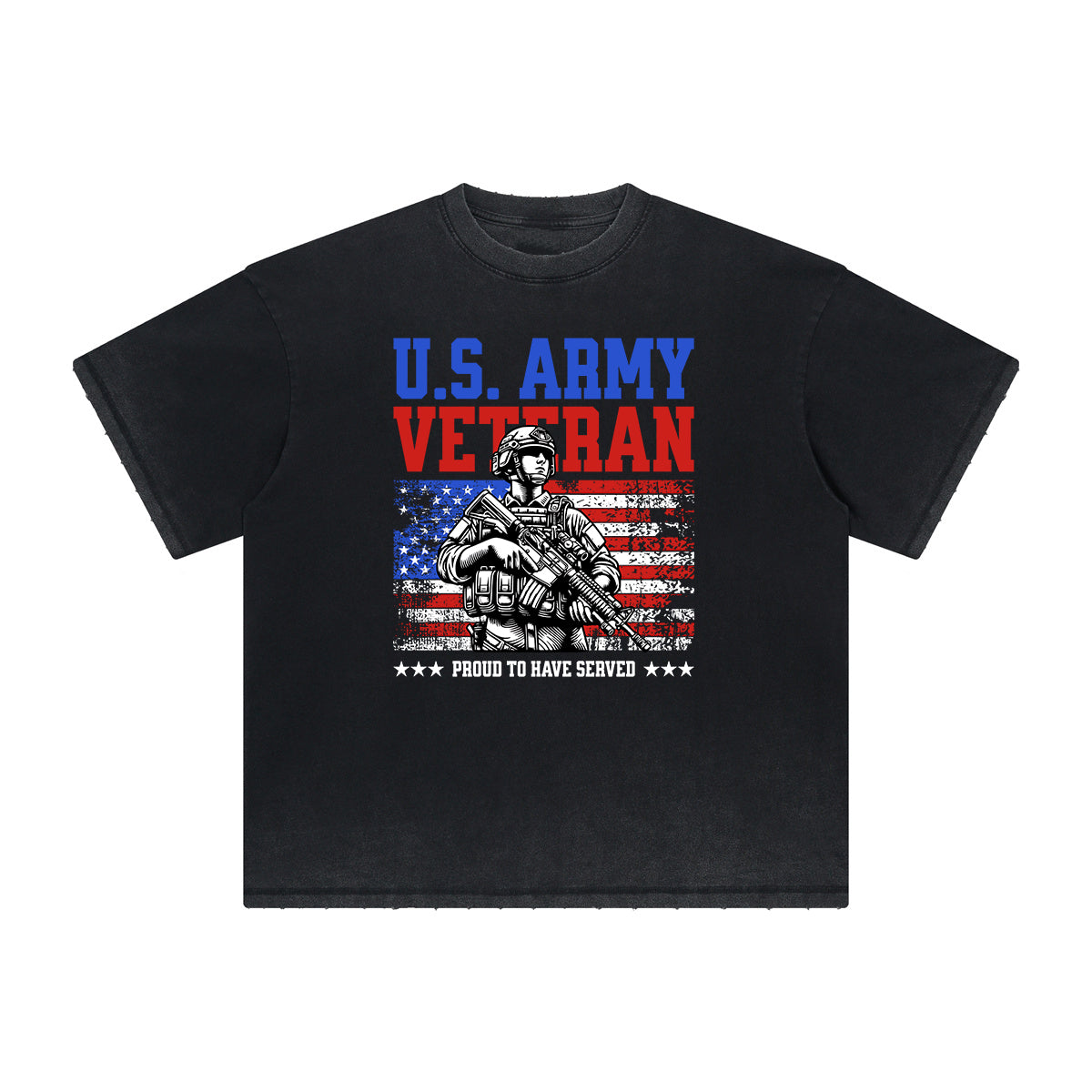 Vintage Frayed American Skull Pattern Tee