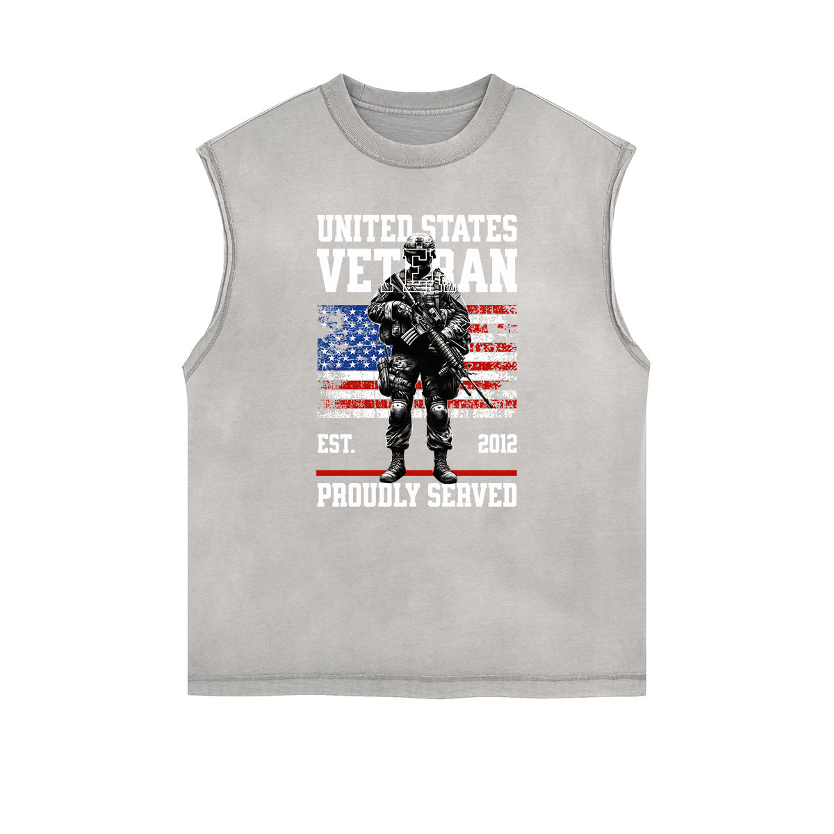 Distressed Sleeveless American Skull Pattern Tee