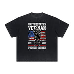 Vintage Frayed American Skull Pattern Tee