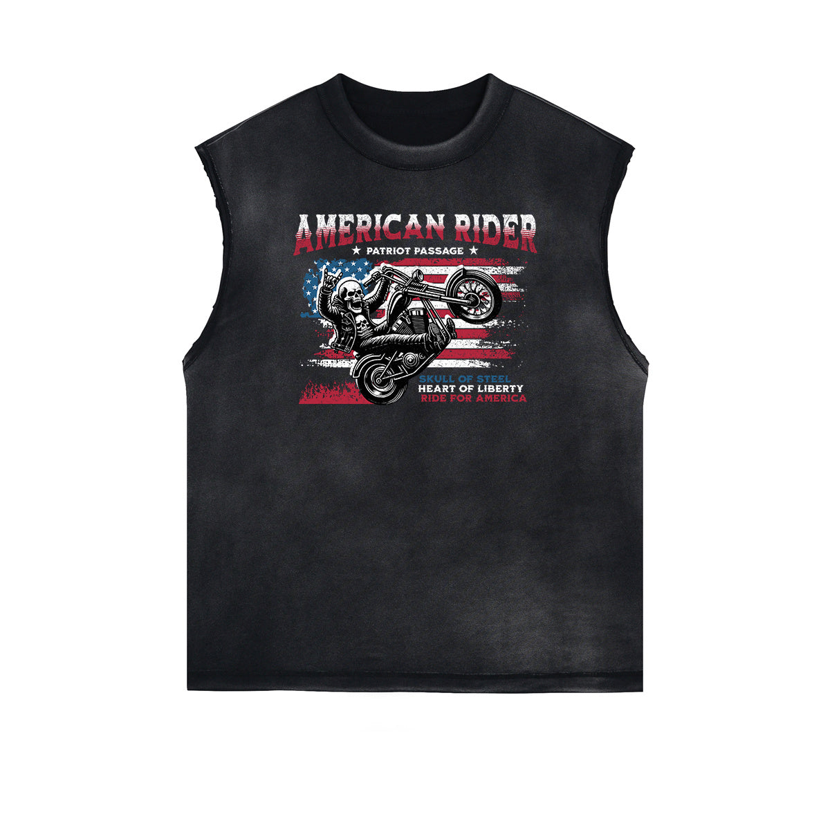 Frayed Edge American Skull Graphic Tank Top