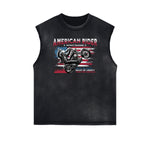 Frayed Edge American Skull Graphic Tank Top