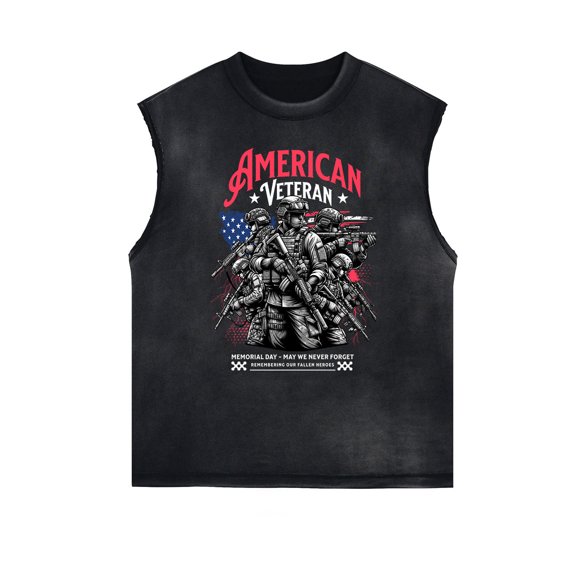 Frayed Edge American Skull Graphic Tank Top