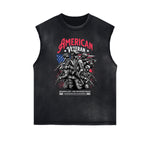 Frayed Edge American Skull Graphic Tank Top