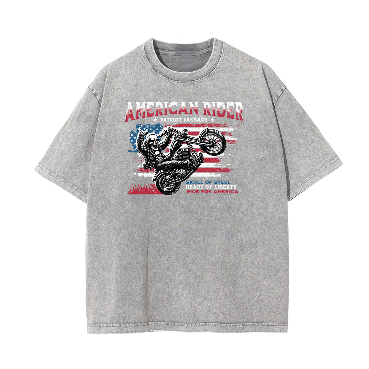 Washed American Skull Graphic Cotton Tee