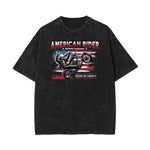 Stone Wash American Skull Pattern T Shirt