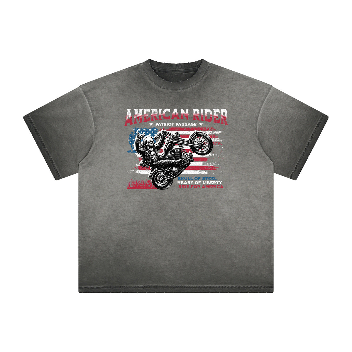 Camiseta gruesa con gráfico de calavera americana descolorida