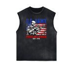Frayed Edge American Skull Graphic Tank Top