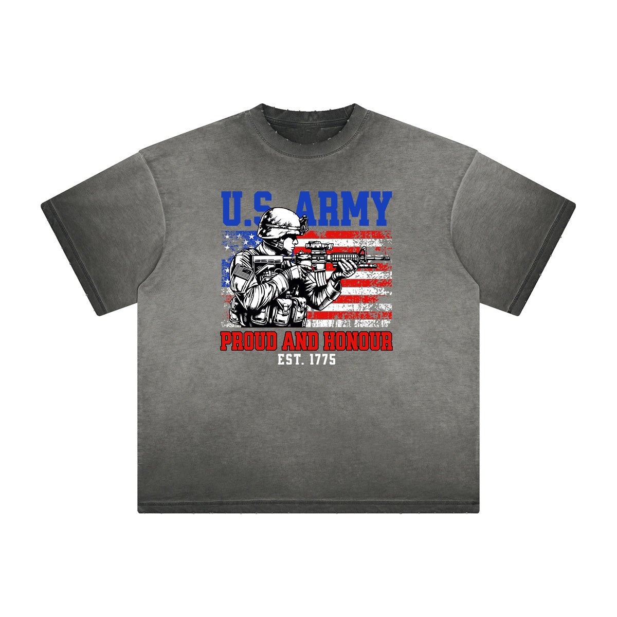 Camiseta gruesa con gráfico de calavera americana descolorida