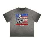 Camiseta gruesa con gráfico de calavera americana descolorida