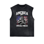 Frayed Edge American Skull Graphic Tank Top