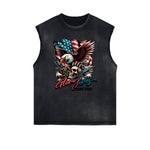 Frayed Edge American Skull Graphic Tank Top