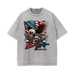 Washed American Skull Graphic Cotton Tee