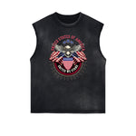 Frayed Edge American Skull Graphic Tank Top