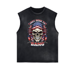 Frayed Edge American Skull Graphic Tank Top