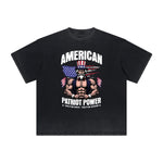 Vintage Frayed American Skull Pattern Tee