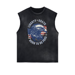 Frayed Edge American Skull Graphic Tank Top