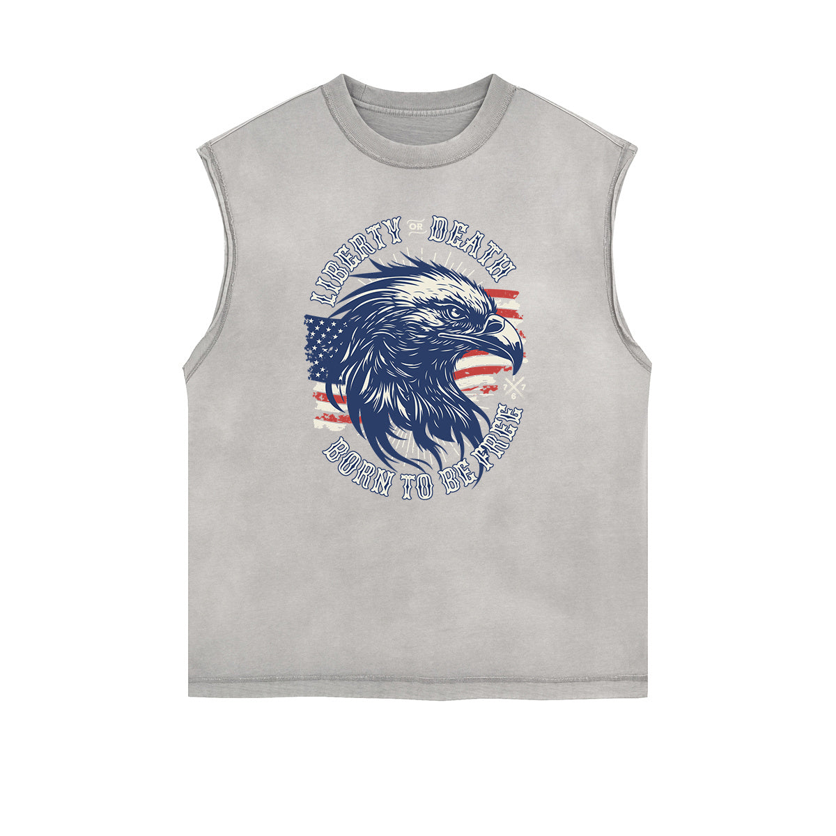 Distressed Sleeveless American Skull Pattern Tee
