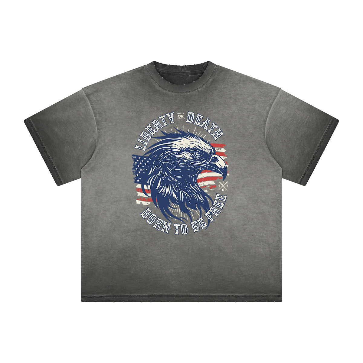 Camiseta gruesa con gráfico de calavera americana descolorida