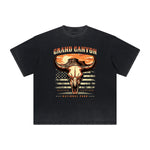 Vintage Frayed American Skull Pattern Tee