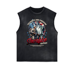 Frayed Edge American Skull Graphic Tank Top