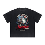 Vintage Frayed American Skull Pattern Tee