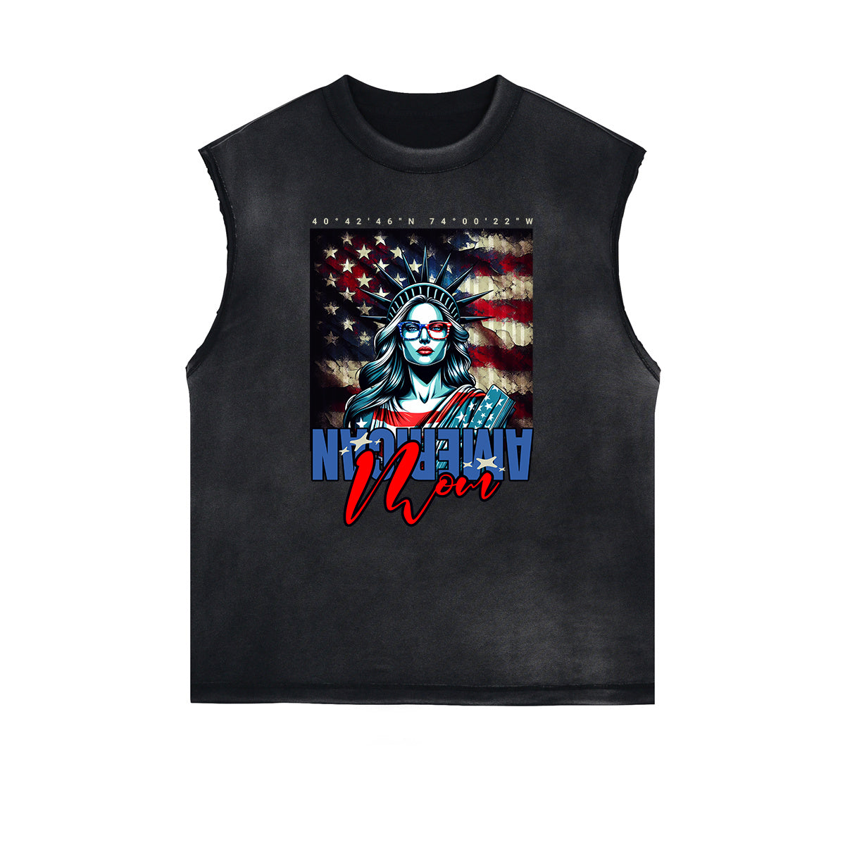 Frayed Edge American Skull Graphic Tank Top