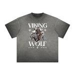 Heavy Fade Wolf Graphic T Shirt