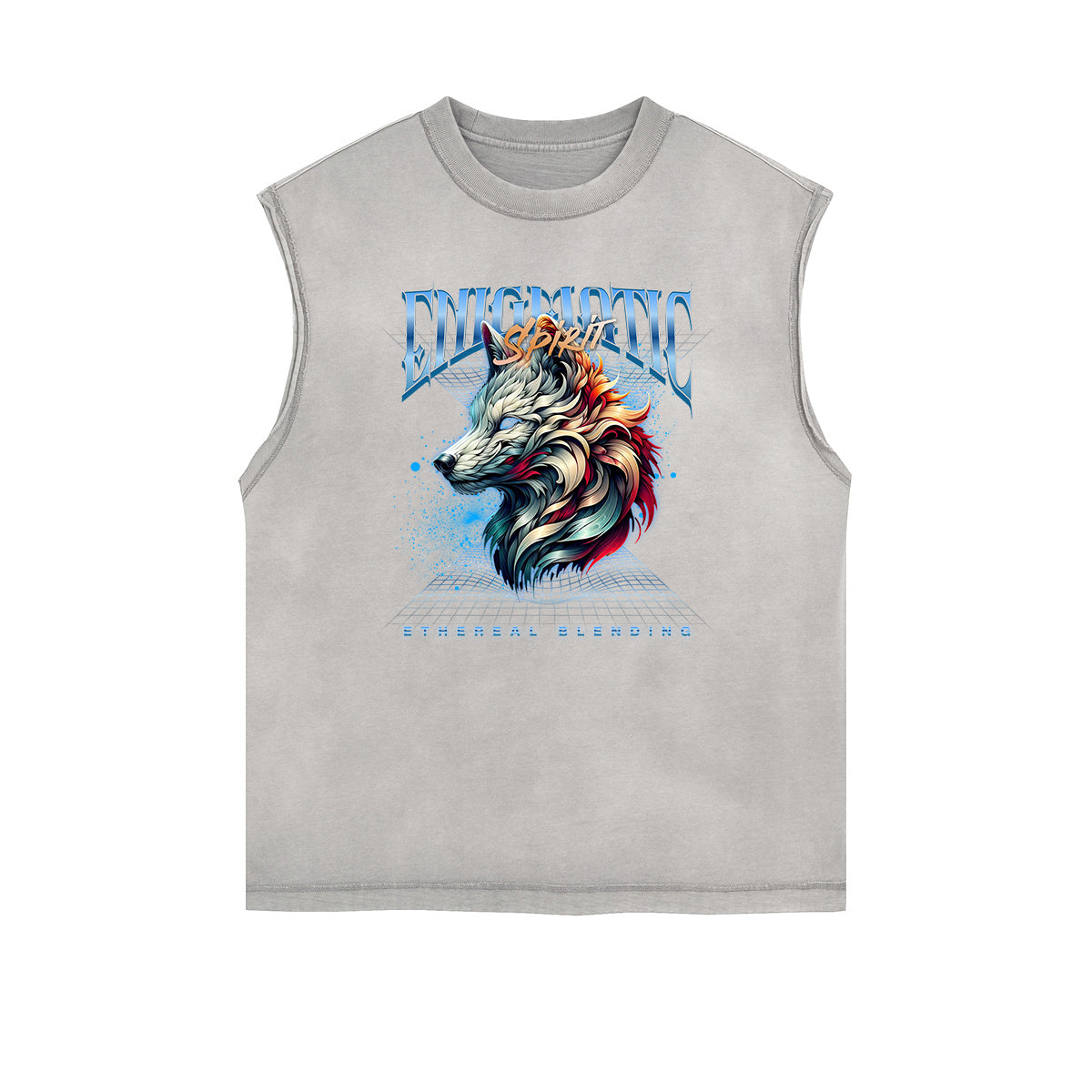 Frayed Edge Wolf Graphic Tank Top