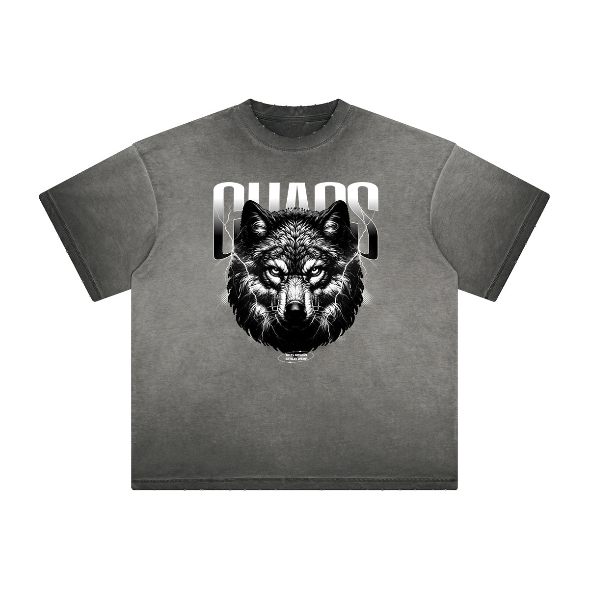 Heavy Fade Wolf Graphic T Shirt