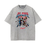 Stone-Washed Sports Graphic Print T-Shirt