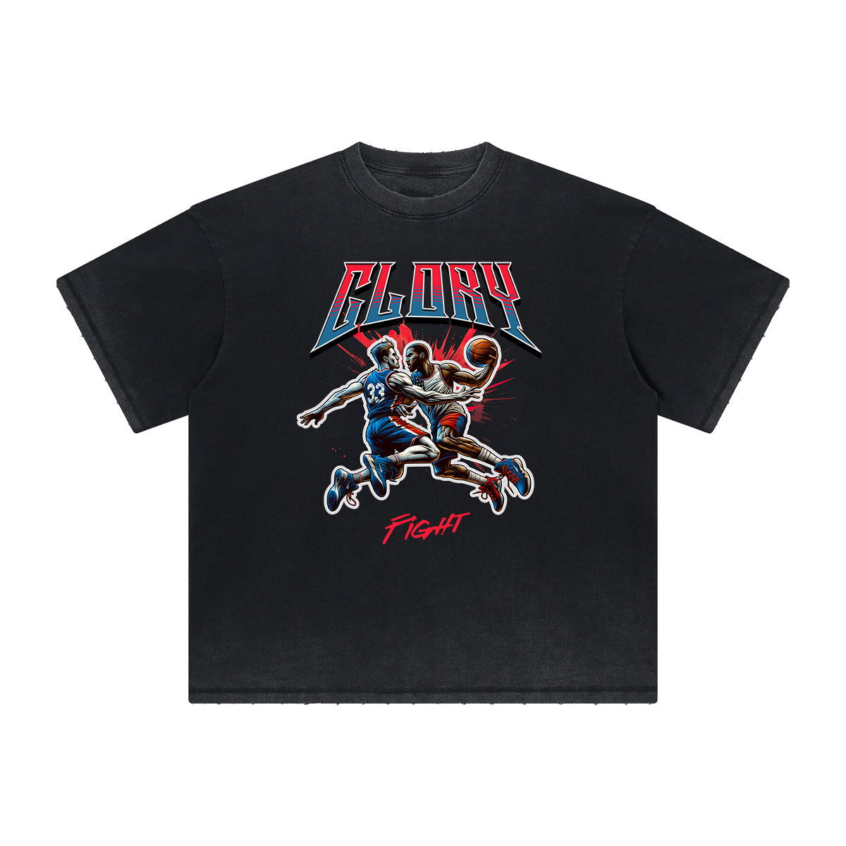 Camiseta con estampado de baloncesto descolorido intenso