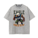 Stone-Washed Sports Graphic Print T-Shirt