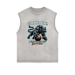 Frayed Edge Sports Graphic Print Tank Top