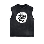 Distressed Sports Graphic Sleeveless Shirt