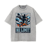 Stone-Washed Sports Graphic Print T-Shirt