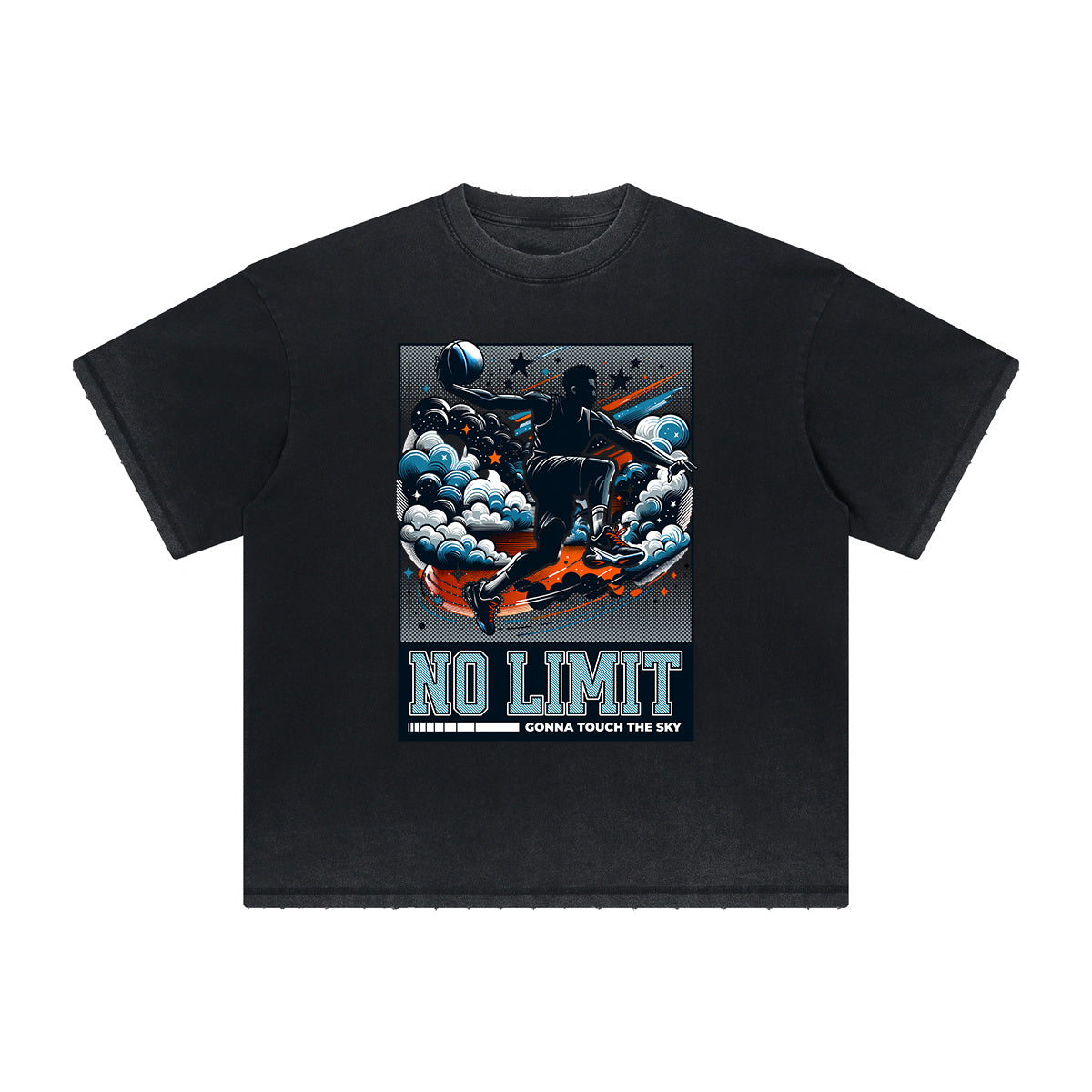 Camiseta con estampado de baloncesto descolorido intenso