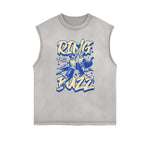 Frayed Edge Sports Graphic Print Tank Top