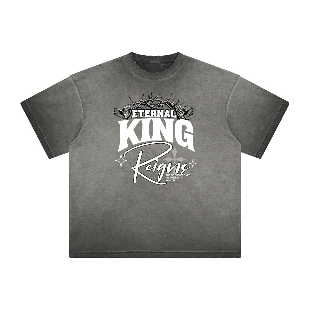 Vintage-Style Frayed Typography Tee