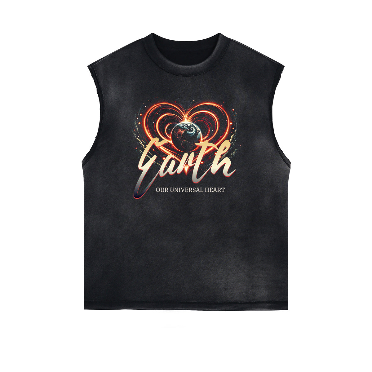 Distressed Bold Typography Sleeveless Tee