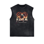 Distressed Bold Typography Sleeveless Tee