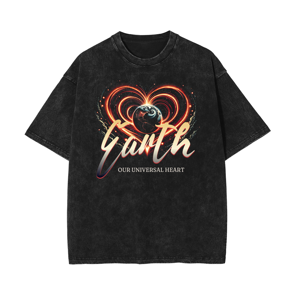 Stone-Washed Bold Typography Crewneck Tee