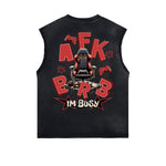 Distressed Bold Typography Sleeveless Tee