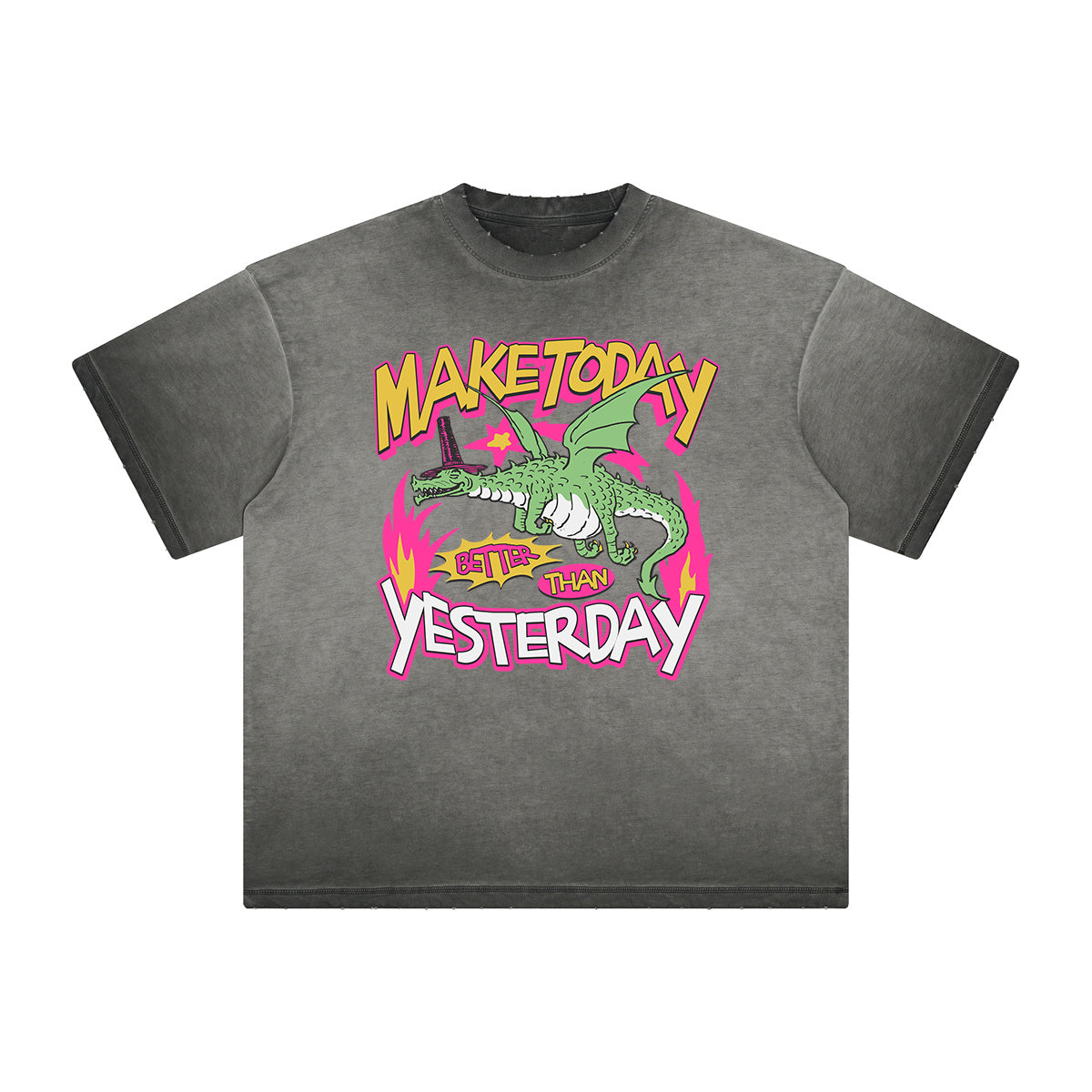 Vintage-Style Frayed Typography Tee